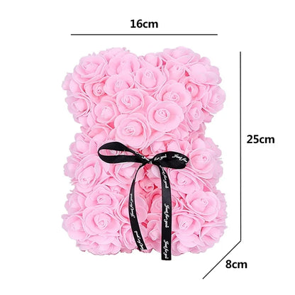 1/2Pc 25Cm Teddy Rose Bear with Bouquet Transpar Gift Box Valentines Day Gift Women Mom Wedding Anniver Bride Birthday Gift Deco