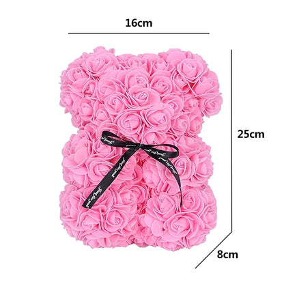 1/2Pc 25Cm Teddy Rose Bear with Bouquet Transpar Gift Box Valentines Day Gift Women Mom Wedding Anniver Bride Birthday Gift Deco