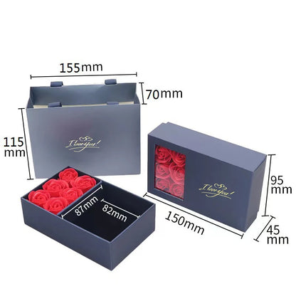 Rose Jewellery Box Couple Rings Necklace Set Gift Box Jewellery Party Accessories